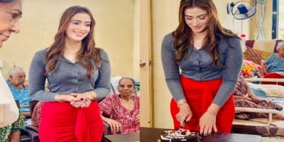 Samaira Sandhu celebrating birthday at Old Age Home