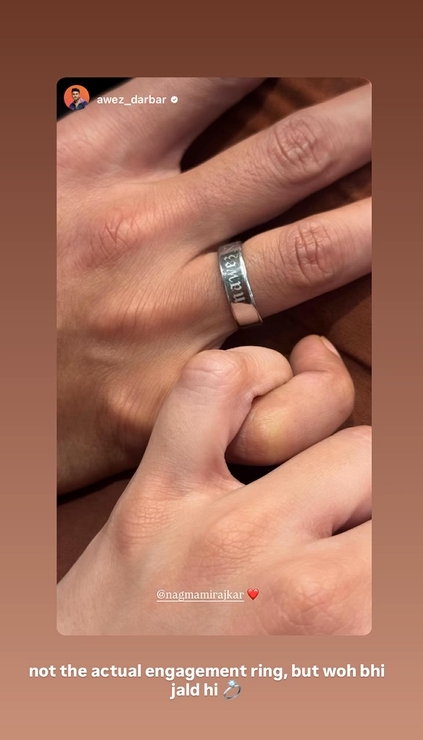 Nagma story on Awez's post