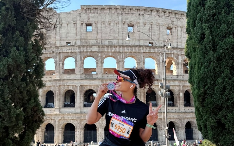 Saiyami Kher at Half Rome Marathon during Roman Holiday