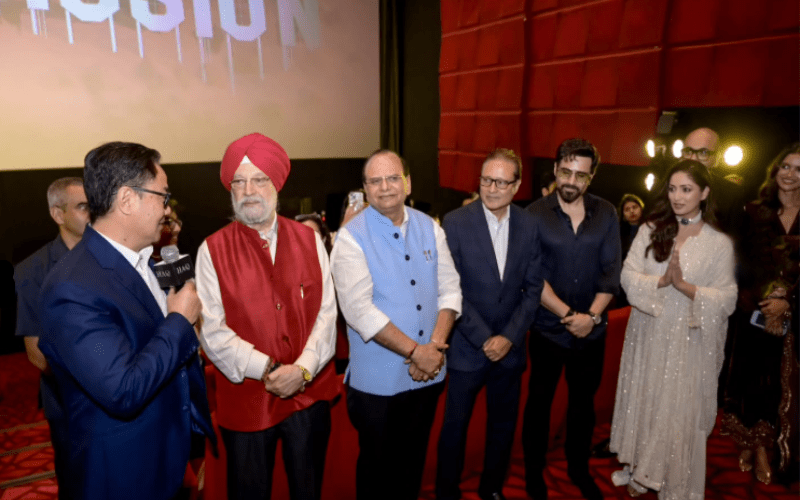 Emraan Hashmi, Yami Gautam and Vartika Singh with guests at Haq special Screening