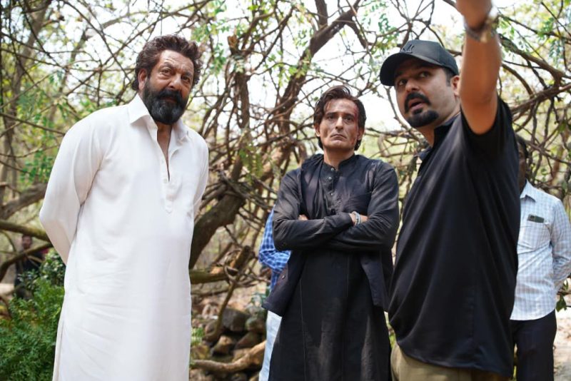 Aditya Dhar Sanjay Dutt and Akshaye Khannaon sets of Dhurandhar